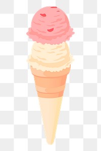 2 scoops png ice-cream sticker, dessert illustration on transparent background. Free public domain CC0 image.