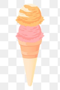 Png 2 scoops ice-cream sticker, dessert illustration on transparent background. Free public domain CC0 image.