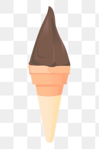 Chocolate gelato png cone sticker, dessert illustration on transparent background. Free public domain CC0 image.