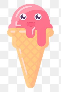 Strawberry ice-cream png sticker, dessert illustration on transparent background. Free public domain CC0 image.