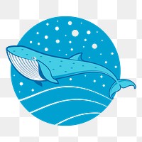 Cartoon whale png sticker, sea life illustration on transparent background. Free public domain CC0 image.