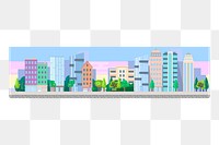 Cityscape divider png sticker, pastel illustration on transparent background. Free public domain CC0 image.