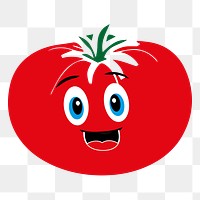 Smiling tomato png sticker, vegetable cartoon illustration on transparent background. Free public domain CC0 image.