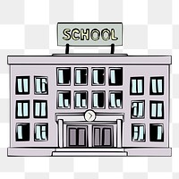 School building png sticker, architecture illustration on transparent background. Free public domain CC0 image.