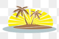 Tropical island png sticker, summer illustration on transparent background. Free public domain CC0 image.