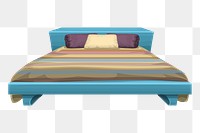 Bed png sticker, bedroom furniture illustration on transparent background. Free public domain CC0 image.