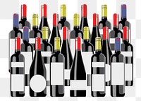 Wine bottles png sticker, object illustration on transparent background. Free public domain CC0 image.