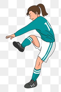 Woman soccer png player sticker, sport illustration on transparent background. Free public domain CC0 image.