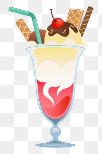 Ice-cream sundae png sticker, dessert illustration on transparent background. Free public domain CC0 image.