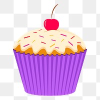 Sprinkle cupcake png sticker, cute dessert illustration on transparent background. Free public domain CC0 image.