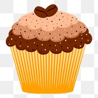 Coffee cupcake png sticker, cute dessert illustration on transparent background. Free public domain CC0 image.