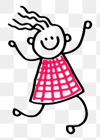 Girl doodle png sticker, cute cartoon illustration on transparent background. Free public domain CC0 image.