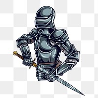 Knight png sticker, medieval cartoon illustration on transparent background. Free public domain CC0 image.