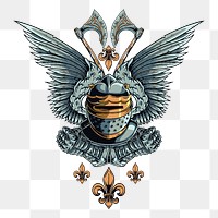 Knight crest png sticker, vintage illustration on transparent background. Free public domain CC0 image.