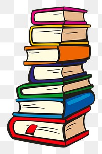 Stacked books png sticker, stationery illustration on transparent background. Free public domain CC0 image.