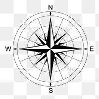 Compass rose png sticker, travel illustration on transparent background. Free public domain CC0 image.