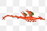 Fire dragon png sticker, mythical creature illustration on transparent background. Free public domain CC0 image.