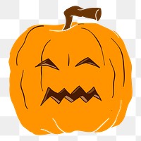 Scary pumpkin png sticker, Halloween celebration illustration on transparent background. Free public domain CC0 image.