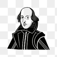 William Shakespeare png sticker, portrait illustration on transparent background. Free public domain CC0 image.