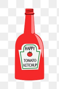 Ketchup bottle png sticker, object illustration on transparent background. Free public domain CC0 image.