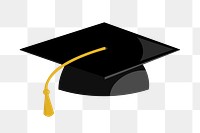 Graduation cap png sticker, stationery illustration on transparent background. Free public domain CC0 image.