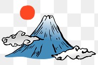 Volcanic mountain png sticker, Japanese illustration on transparent background. Free public domain CC0 image.