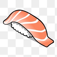 Salmon sushi png sticker, Japanese food illustration on transparent background. Free public domain CC0 image.