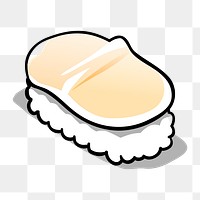 Scallop sushi png sticker, Japanese food illustration on transparent background. Free public domain CC0 image.