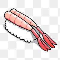 Sweet shrimp png sushi sticker, Japanese food illustration on transparent background. Free public domain CC0 image.