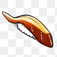 Eel sushi png sticker, Japanese food illustration on transparent background. Free public domain CC0 image.