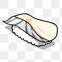 Mackerel sushi png sticker, Japanese food illustration on transparent background. Free public domain CC0 image.
