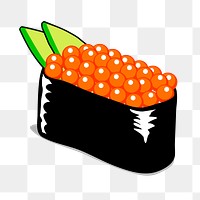 Salmon roe png sushi sticker, Japanese food illustration on transparent background. Free public domain CC0 image.