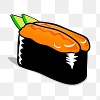 Sea urchin png sushi sticker, Japanese food illustration on transparent background. Free public domain CC0 image.