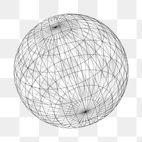 Wireframe sphere png sticker, geometric illustration on transparent background. Free public domain CC0 image.