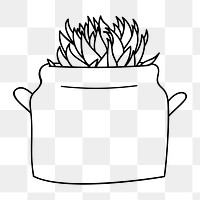 Minimal potted plant png sticker, botanical illustration on transparent background. Free public domain CC0 image.