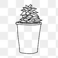 Minimal potted plant png sticker, botanical illustration on transparent background. Free public domain CC0 image.