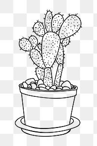 Potted cactus png sticker, houseplant illustration on transparent background. Free public domain CC0 image.