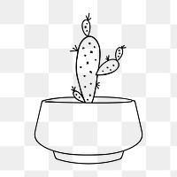 Potted cactus png sticker, houseplant illustration on transparent background. Free public domain CC0 image.