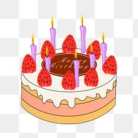 Birthday cake png sticker, celebration illustration on transparent background. Free public domain CC0 image.