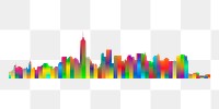 Rainbow cityscape png sticker, architecture illustration on transparent background. Free public domain CC0 image.