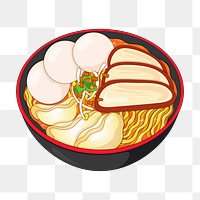 Ramen noodle png sticker, Japanese food illustration on transparent background. Free public domain CC0 image.