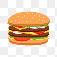 Hamburger png sticker, fast food illustration on transparent background. Free public domain CC0 image.