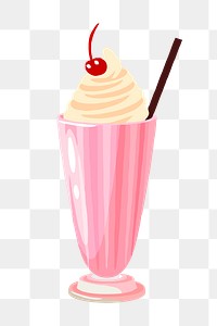 Strawberry milkshake png sticker, drinks illustration on transparent background. Free public domain CC0 image.