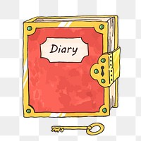 Lockable diary png sticker, stationery illustration on transparent background. Free public domain CC0 image.