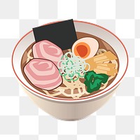 Ramen noodle png sticker, Japanese food illustration on transparent background. Free public domain CC0 image.