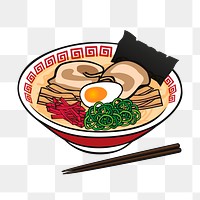 Ramen noodle png sticker, Japanese food illustration on transparent background. Free public domain CC0 image.