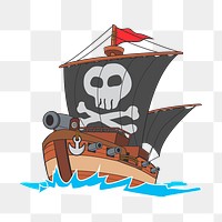 Pirate ship png sticker, vehicle illustration on transparent background. Free public domain CC0 image.