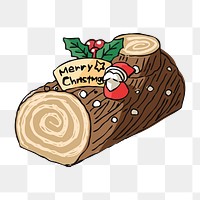 Christmas log png cake sticker, dessert illustration on transparent background. Free public domain CC0 image.