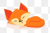 Sleeping fox png sticker, animal cartoon illustration on transparent background. Free public domain CC0 image.