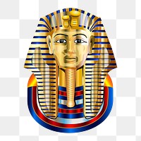 Png mask of Tutankhamun sticker, Egyptian illustration on transparent background. Free public domain CC0 image.